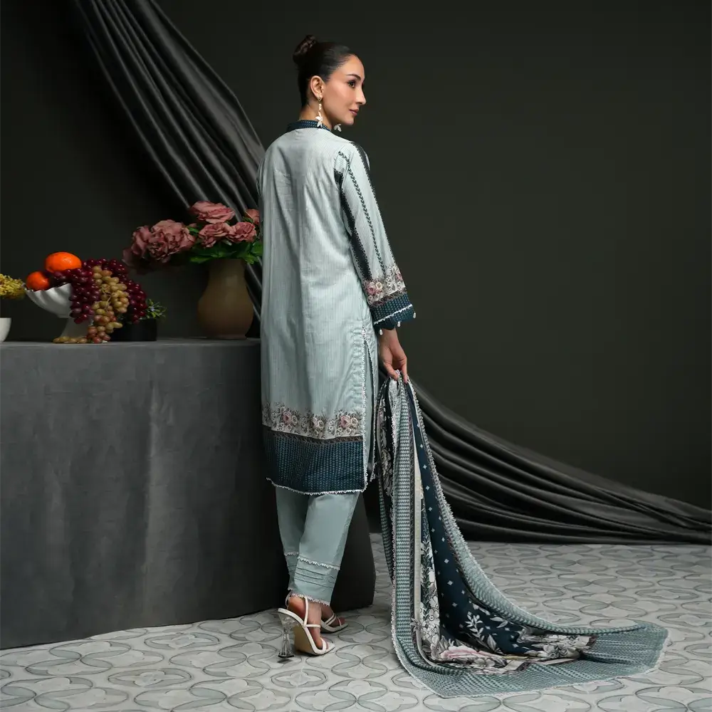 Salina 3pc Unstitched Linen | Light Grey