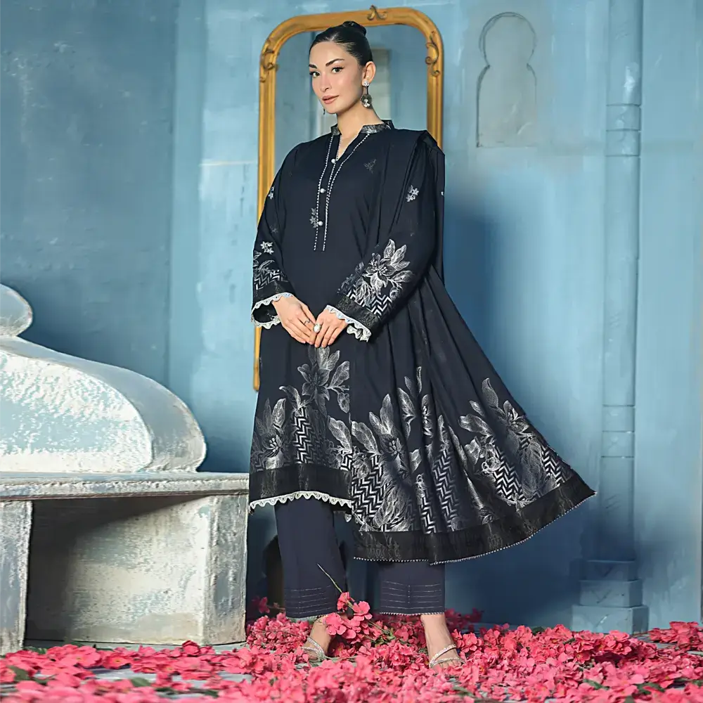 Dark Blue | Regalia 3pc Unstitched Jacquard Viscose