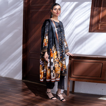 Black | Salina 3pc Unstitched Lawn Collection