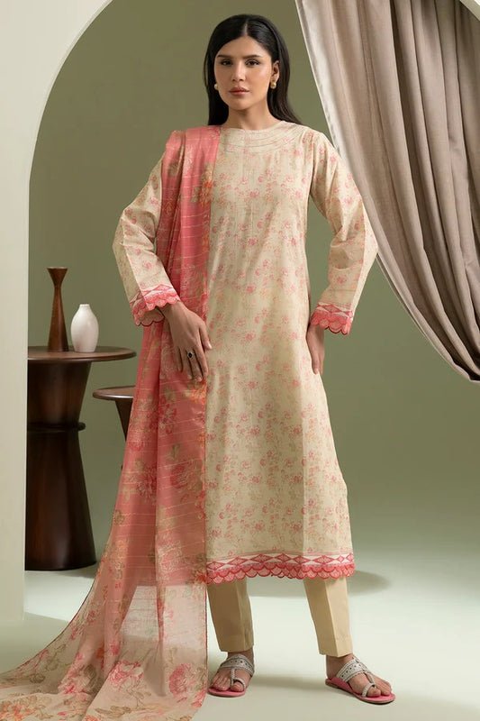Off White Zellbury 3pc Unstitched Lawn Suit – Stylish Pakistani Lawn Outfit 2025