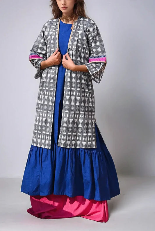 Mizaj 1pc Unstitched Khaddar Shirt | Grey