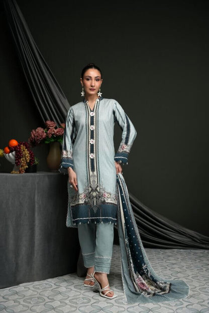 Salina 3pc Unstitched Linen | Light Grey