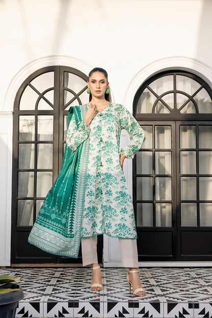 Ash White-Green | Salina 3pc Unstitched Lawn Collection