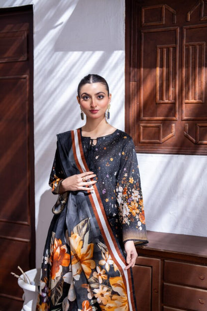 Black | Salina 3pc Unstitched Lawn Collection