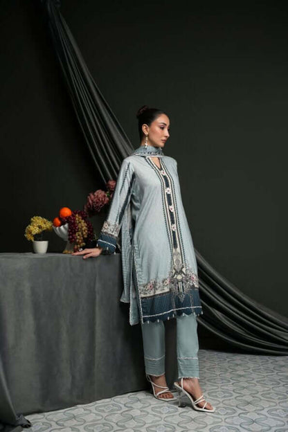 Salina 3pc Unstitched Linen | Light Grey