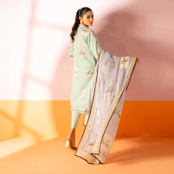 Salina 3pc Unstitched Mid Summer Cotton | Mint Green