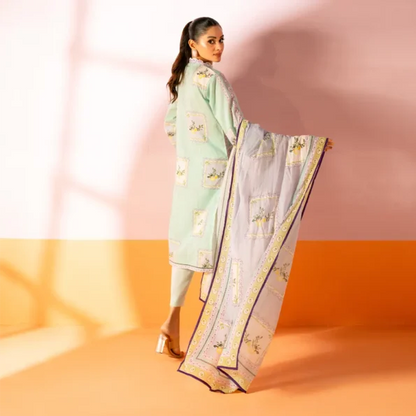 Salina 3pc Unstitched Mid Summer Cotton | Mint Green