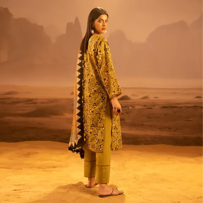 Salina 3pc Unstitched Mid Summer Cotton | Mehndi