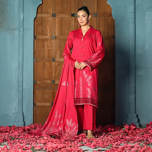 Shocking Pink | Regalia 3pc Unstitched Jacquard Viscose