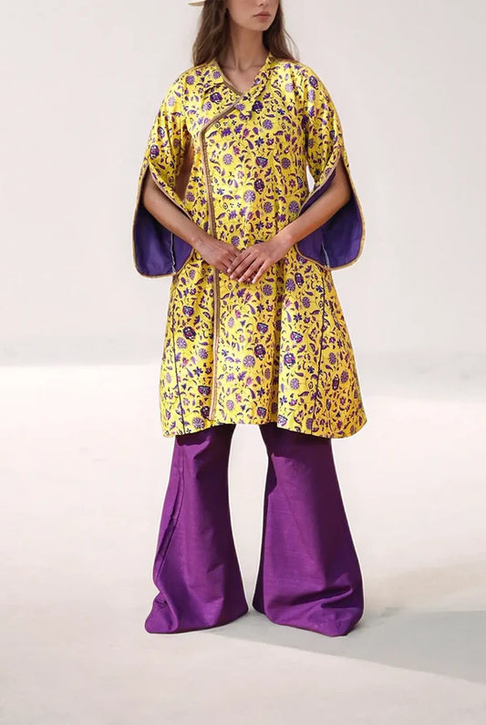 Mizaj 1pc Unstitched Khaddar Shirt | Yellow