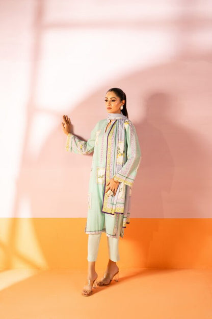 Salina 3pc Unstitched Mid Summer Cotton | Mint Green
