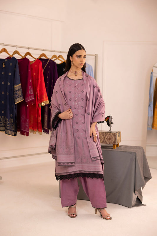 Lavender | Regalia 3pc Unstitched Jacquard Viscose