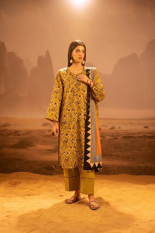 Salina 3pc Unstitched Mid Summer Cotton | Mehndi