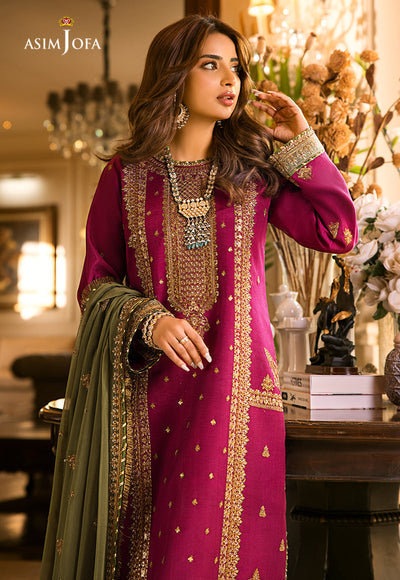 shot of the Asim Jofa Embroidered Chiffon Magenta replica