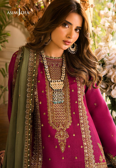 shot of the Asim Jofa Embroidered Chiffon Magenta replica