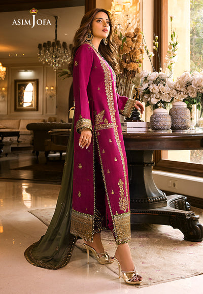 shot of the Asim Jofa Embroidered Chiffon Magenta replica