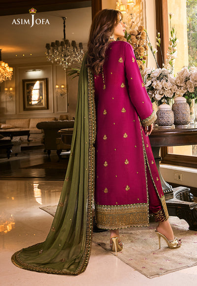 shot of the Asim Jofa Embroidered Chiffon Magenta replica