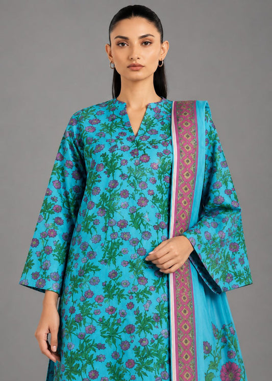 Alkaram 3pc Unstitched Khaddar Suit | Aqua