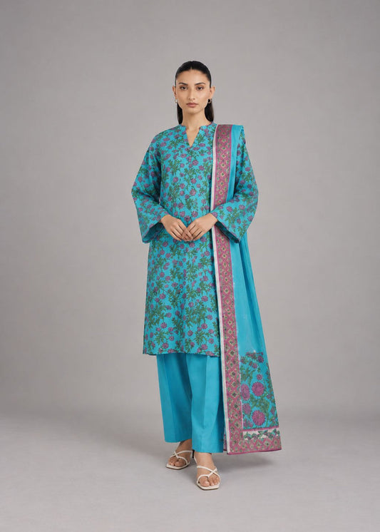 Alkaram 3pc Unstitched Khaddar Suit | Aqua