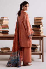 Cross Stitch 3 Piece - Printed Unstitched Lawn