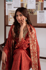 Cross Stitch 3 Piece - Printed Unstitched Lawn