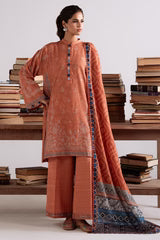 Cross Stitch 3 Piece - Printed Unstitched Lawn