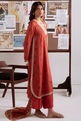 Cross Stitch 3 Piece - Printed Unstitched Lawn