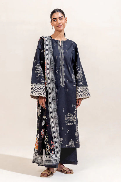 BeechTree 3 PIECE PRINTED LAWN SUIT-MOONLIT FLORA (UNSTITCHED)