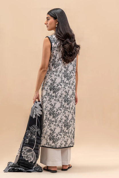 BeechTree 3 PIECE PRINTED LAWN SUIT-RAVEN BLISS (UNSTITCHED)