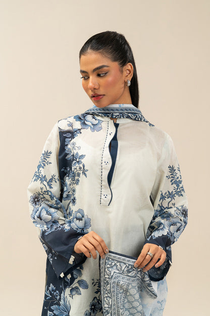 Beechtree Lawn 3pc Unstitched - Navy & Ivory