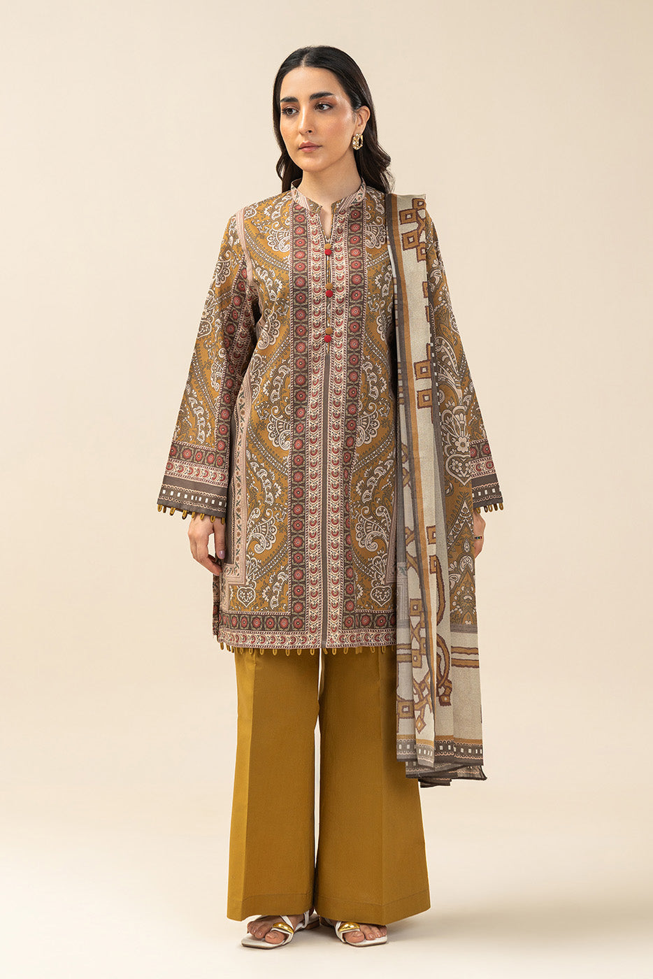 Beechtree Lawn 3pc Unstitched - Mustard