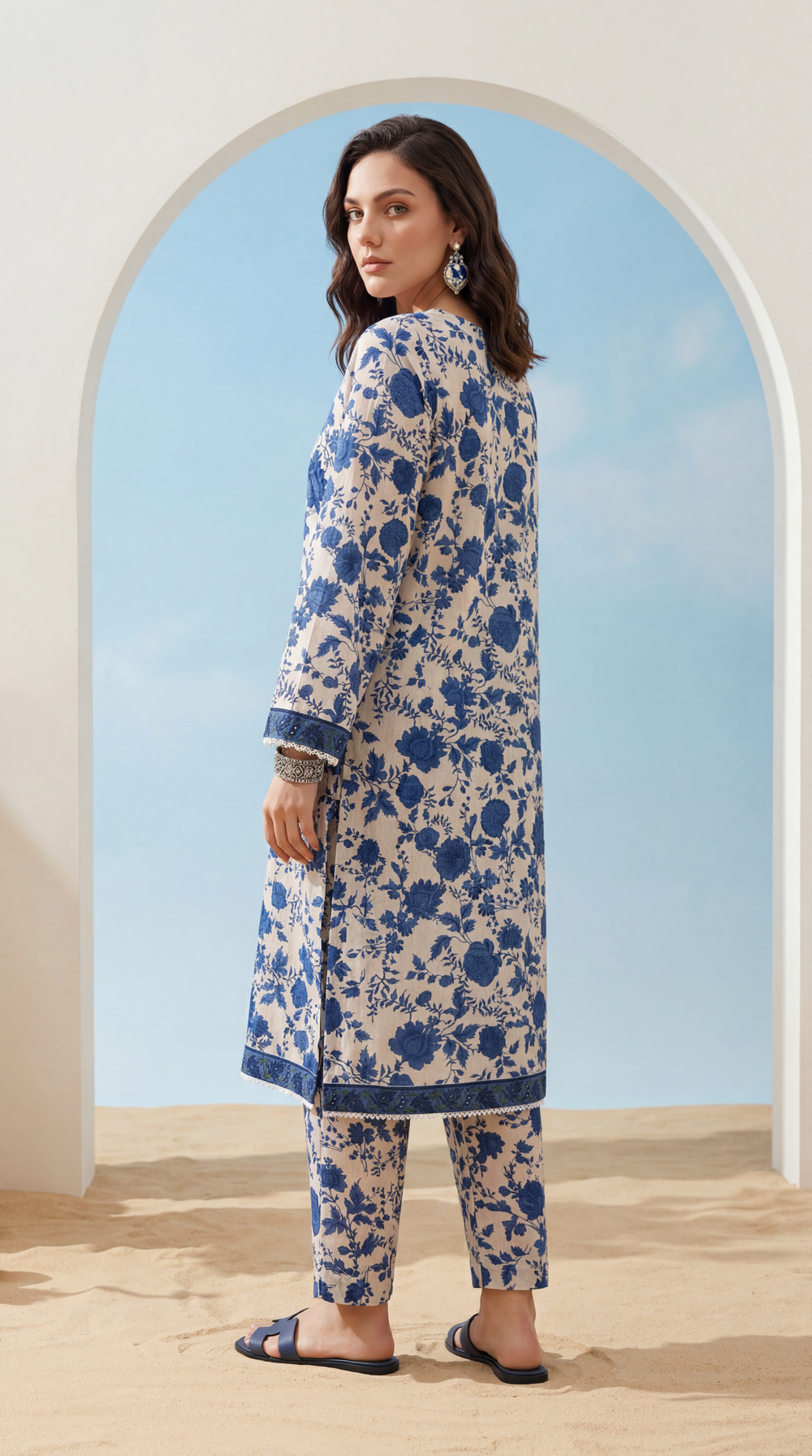 Ash-White - Elaya 2pc Unstitched Lawn Suit