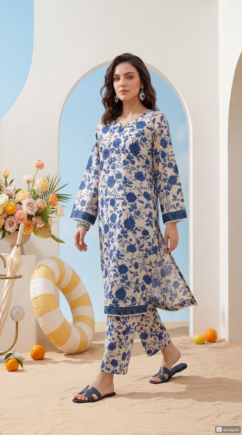 Ash-White - Elaya 2pc Unstitched Lawn Suit