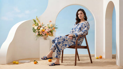 Ash-White - Elaya 2pc Unstitched Lawn Suit
