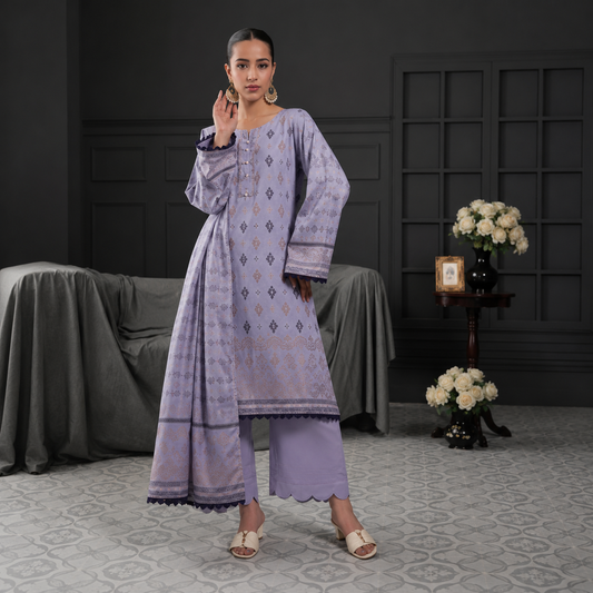 Regalia Jacquard Viscose 3pc - Light Purple