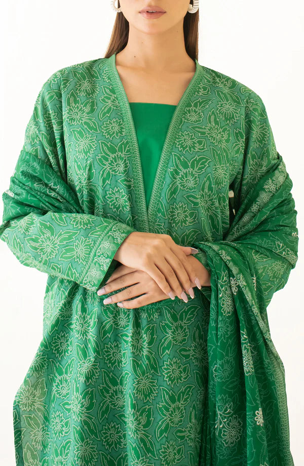 Orient 3 PIECE PRINTED LAWN SUIT- Green (UNSTITCHED)