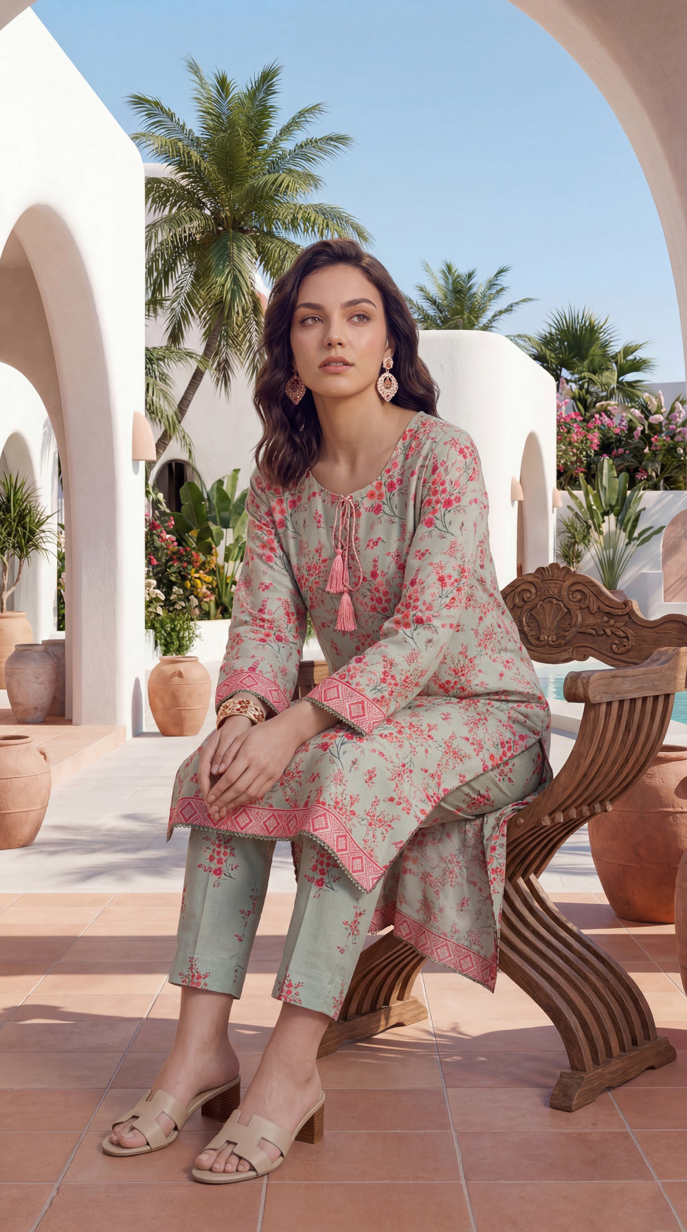 Light-Green - Elaya 2pc Unstitched Lawn Suit