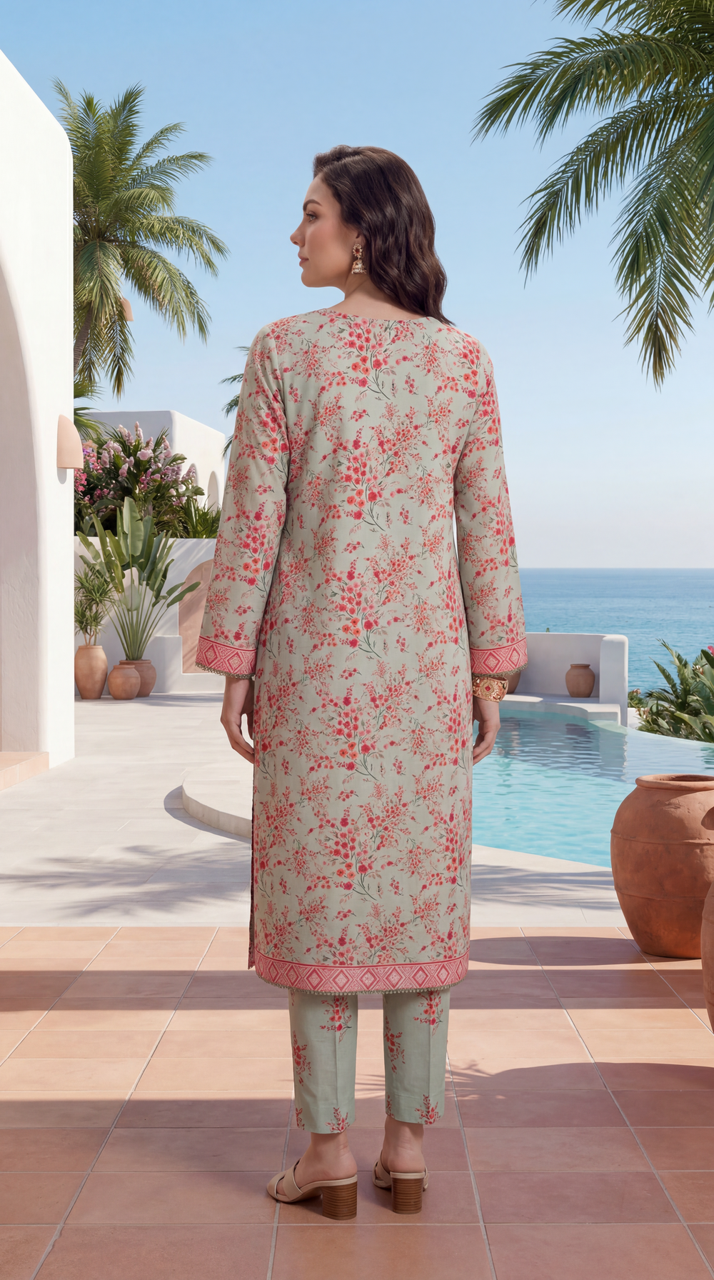 Light-Green - Elaya 2pc Unstitched Lawn Suit