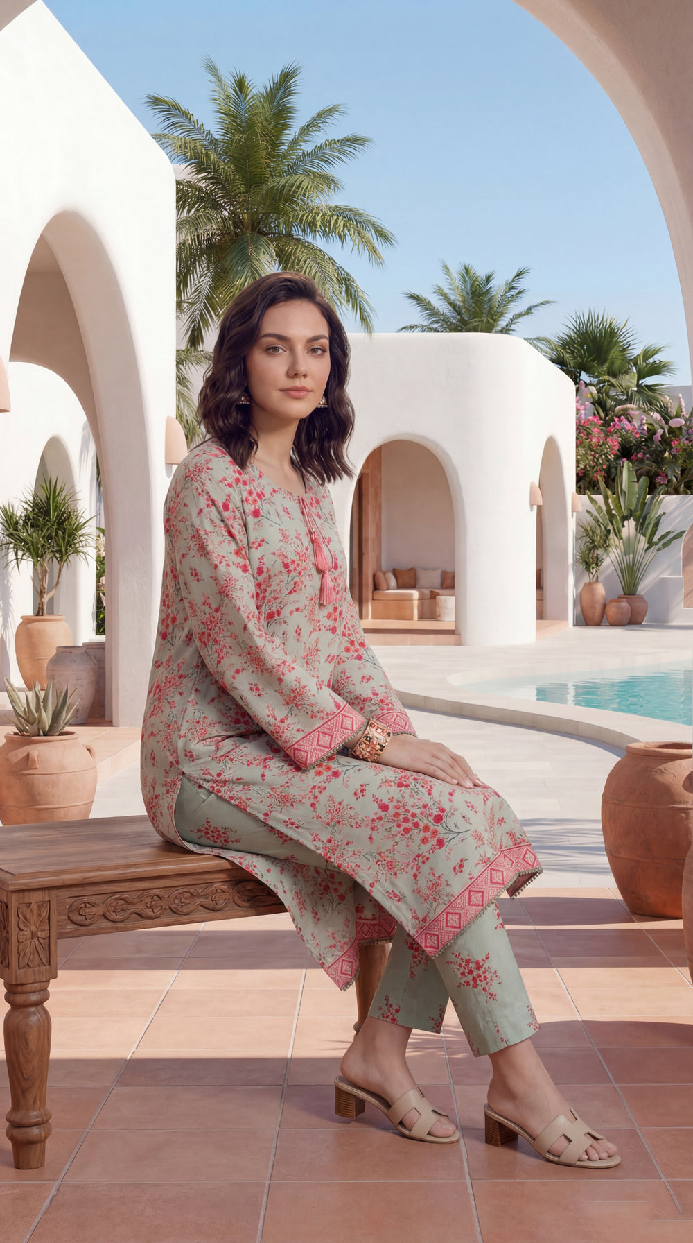 Light-Green - Elaya 2pc Unstitched Lawn Suit