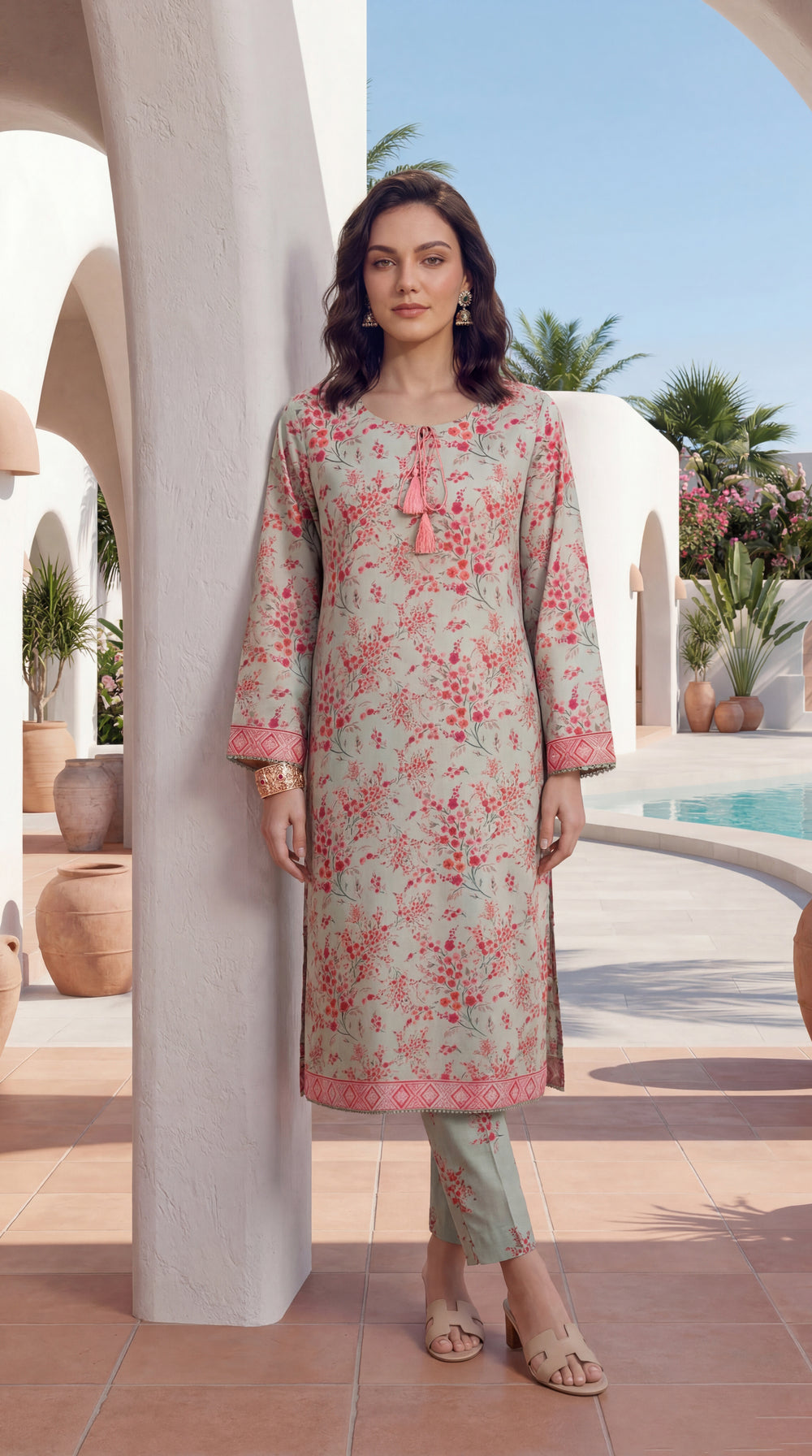 Light-Green - Elaya 2pc Unstitched Lawn Suit