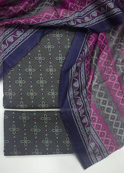 Grey - Bin Saeed 3pc Unstitched Lawn Suit