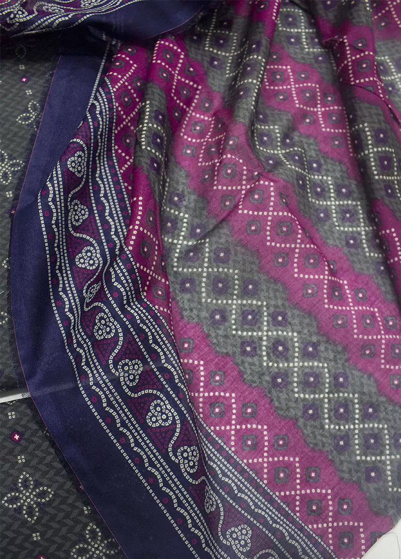 Grey - Bin Saeed 3pc Unstitched Lawn Suit