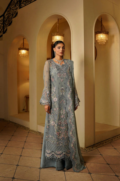 Maryums Embroidered Chiffon - Grey 3pc Formal (Replica)