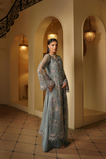 Maryums Embroidered Chiffon - Grey 3pc Formal (Replica)