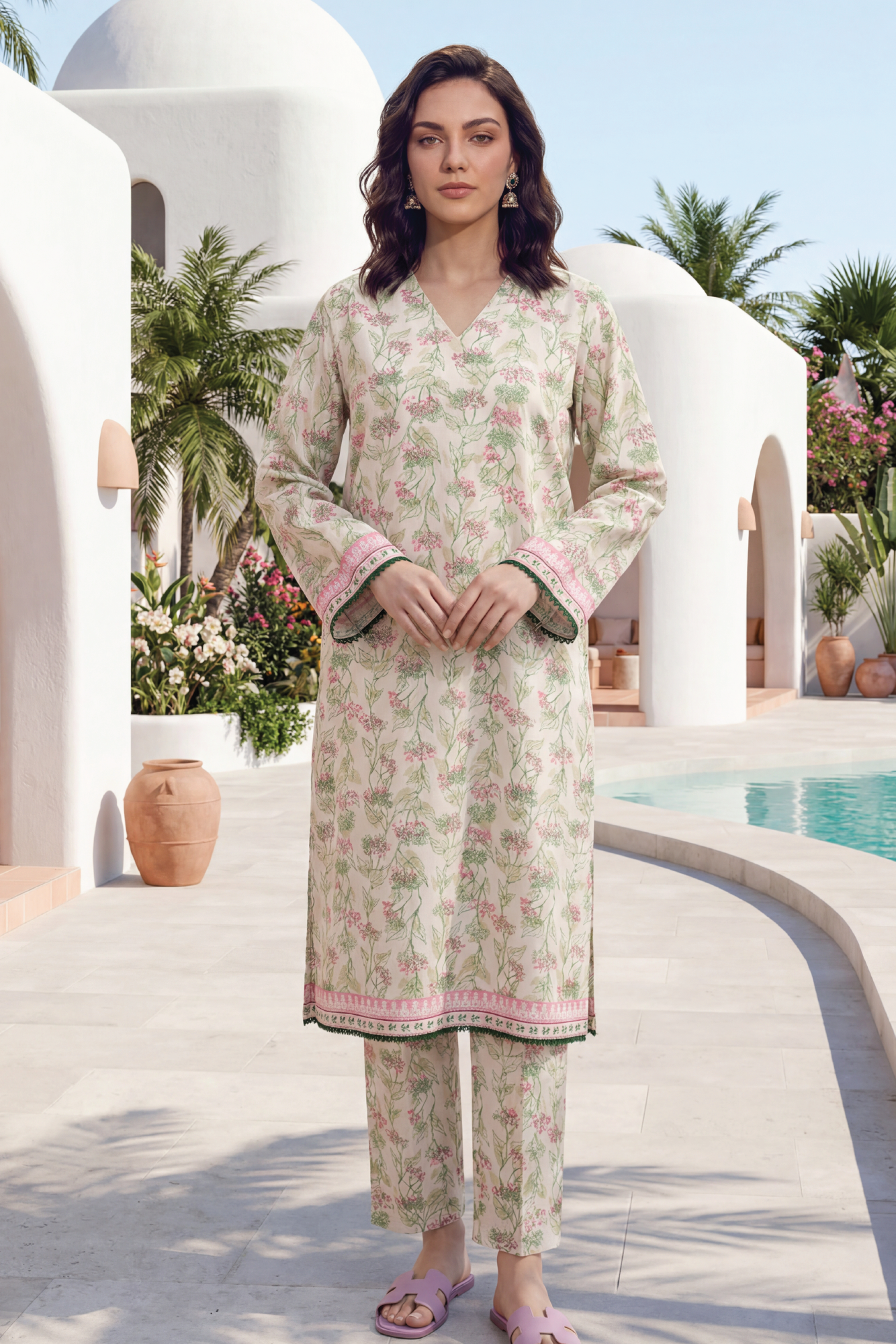 Off-White - Elaya 2pc Unstitched Lawn Suit