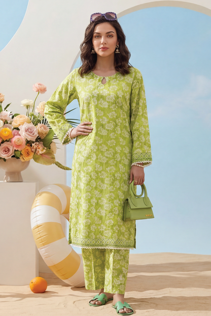 Green - Elaya 2pc Unstitched Lawn Suit
