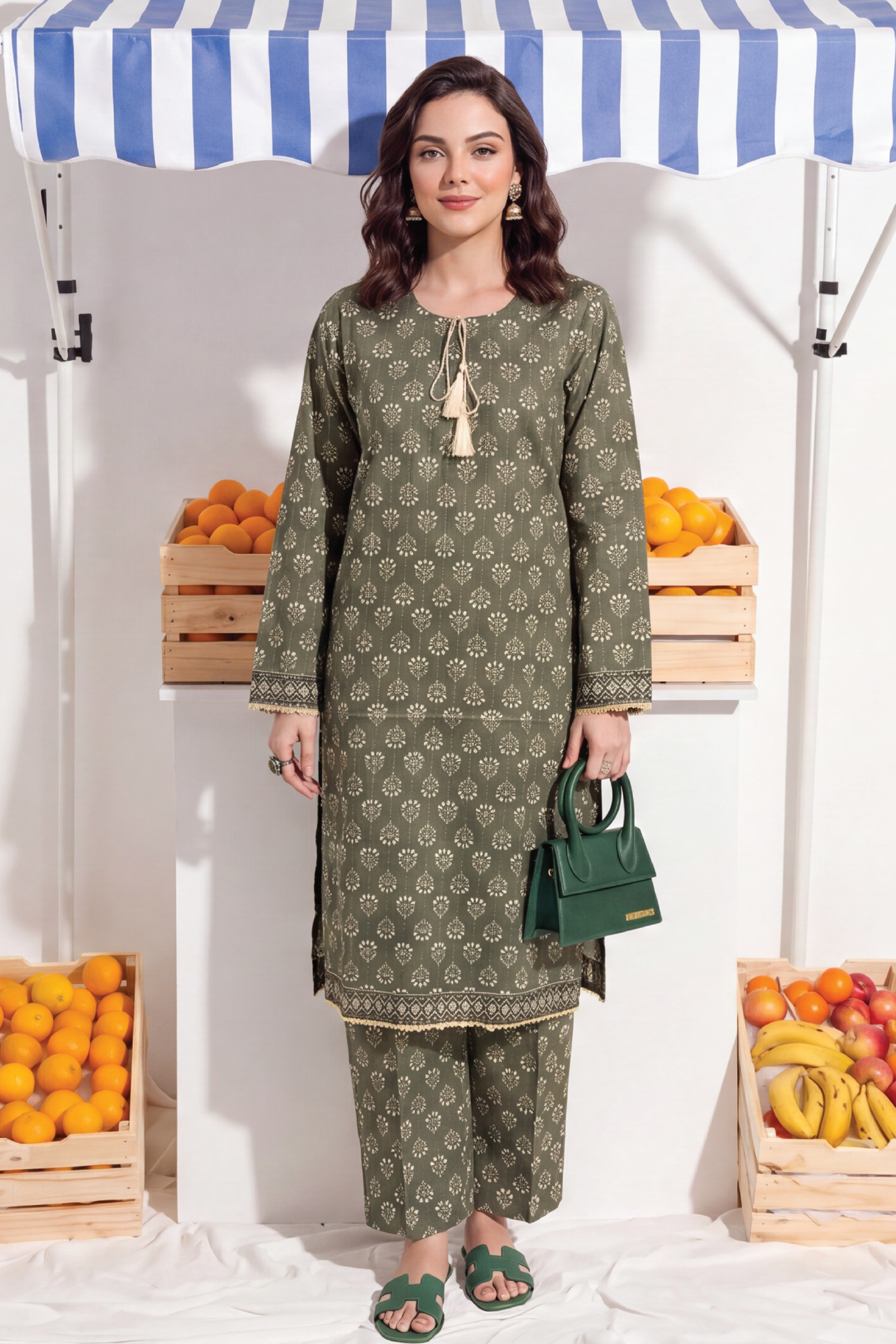 Green - Elaya 2pc Unstitched Lawn Suit