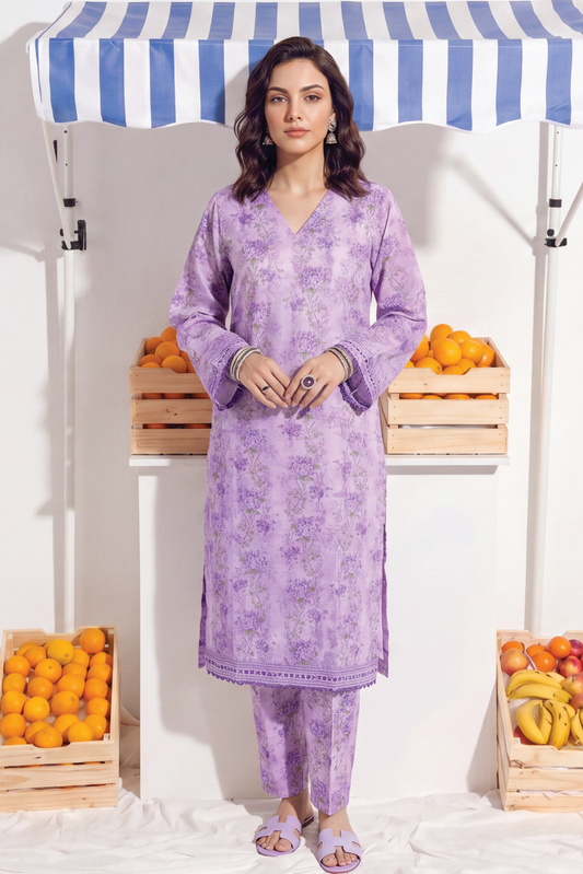 Lilac - Elaya 2pc Unstitched Lawn Suit