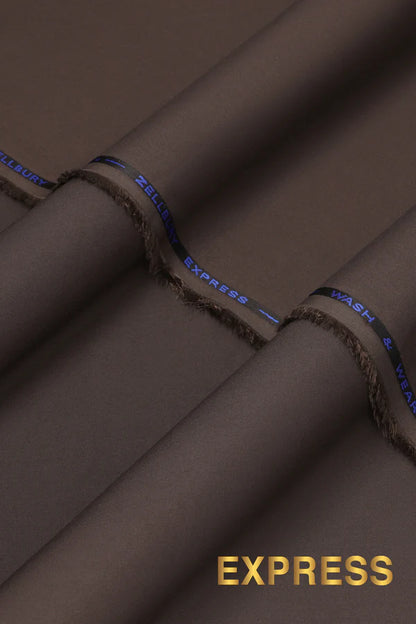 Close-up texture and weave of Brown Zellbury Mens Wash and Wear 100% premium fine quality fabric.