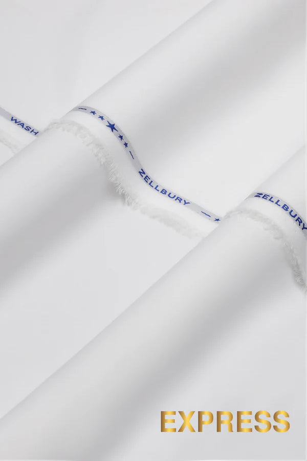 Close-up texture and weave of Off White Zellbury Mens Wash and Wear 100% premium fine quality fabric.